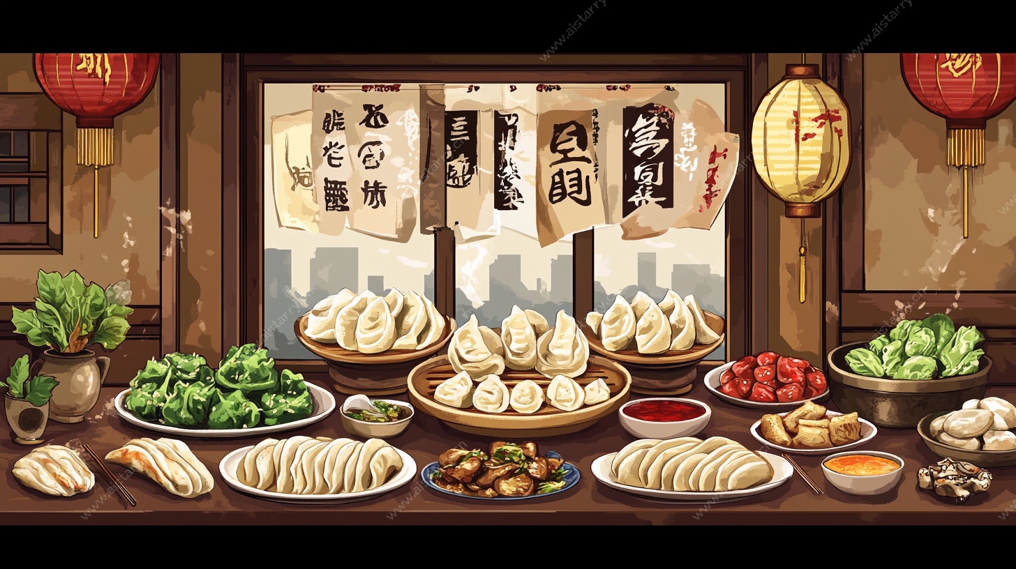 中式美食店铺丰富餐食展示