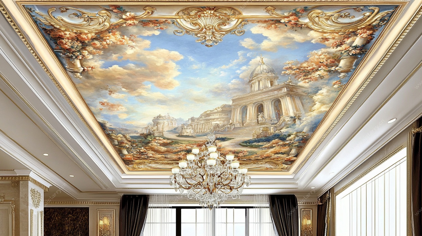 欧式奢华天花板壁画艺术