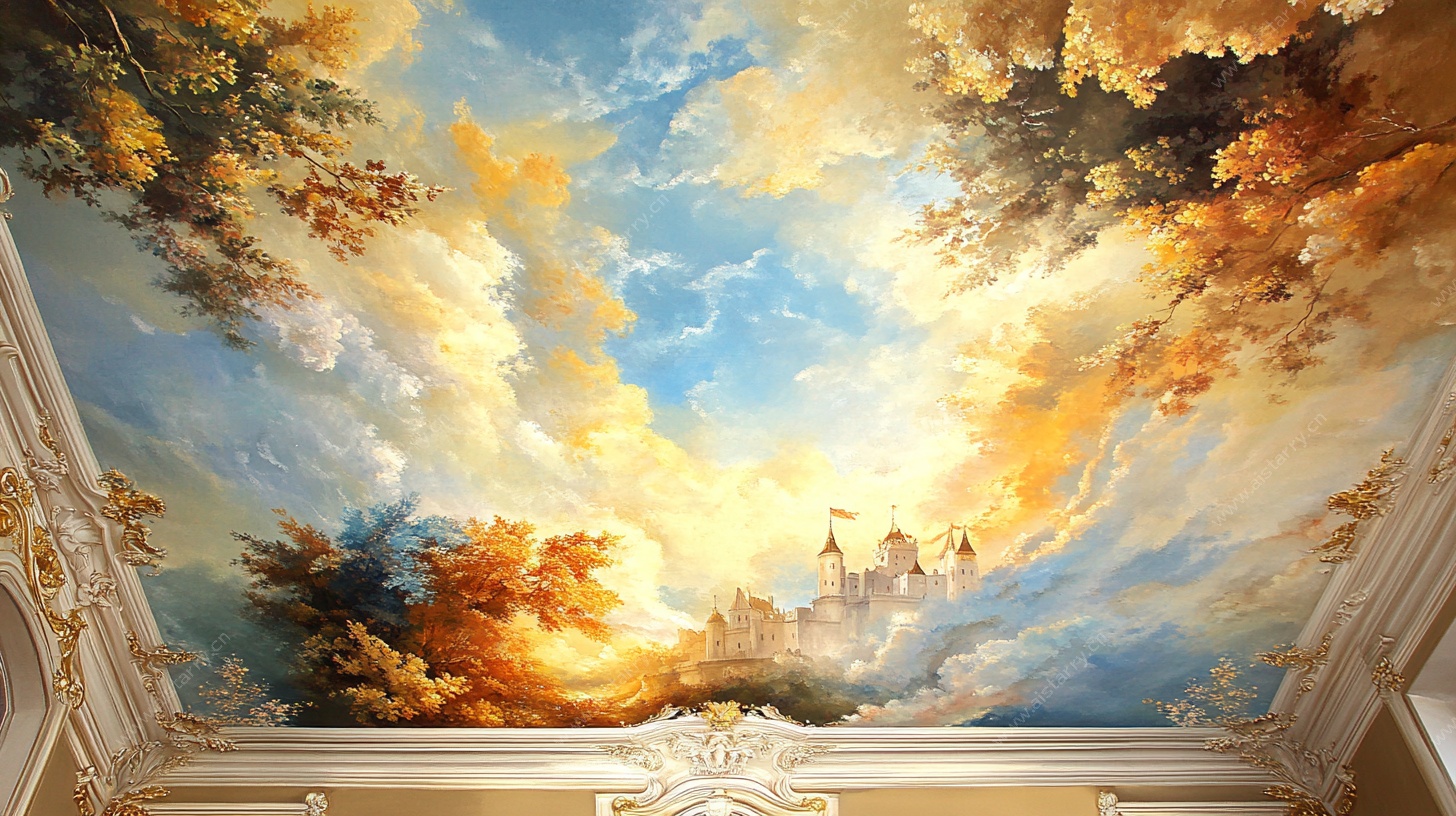 梦幻天空宫殿天花板壁画