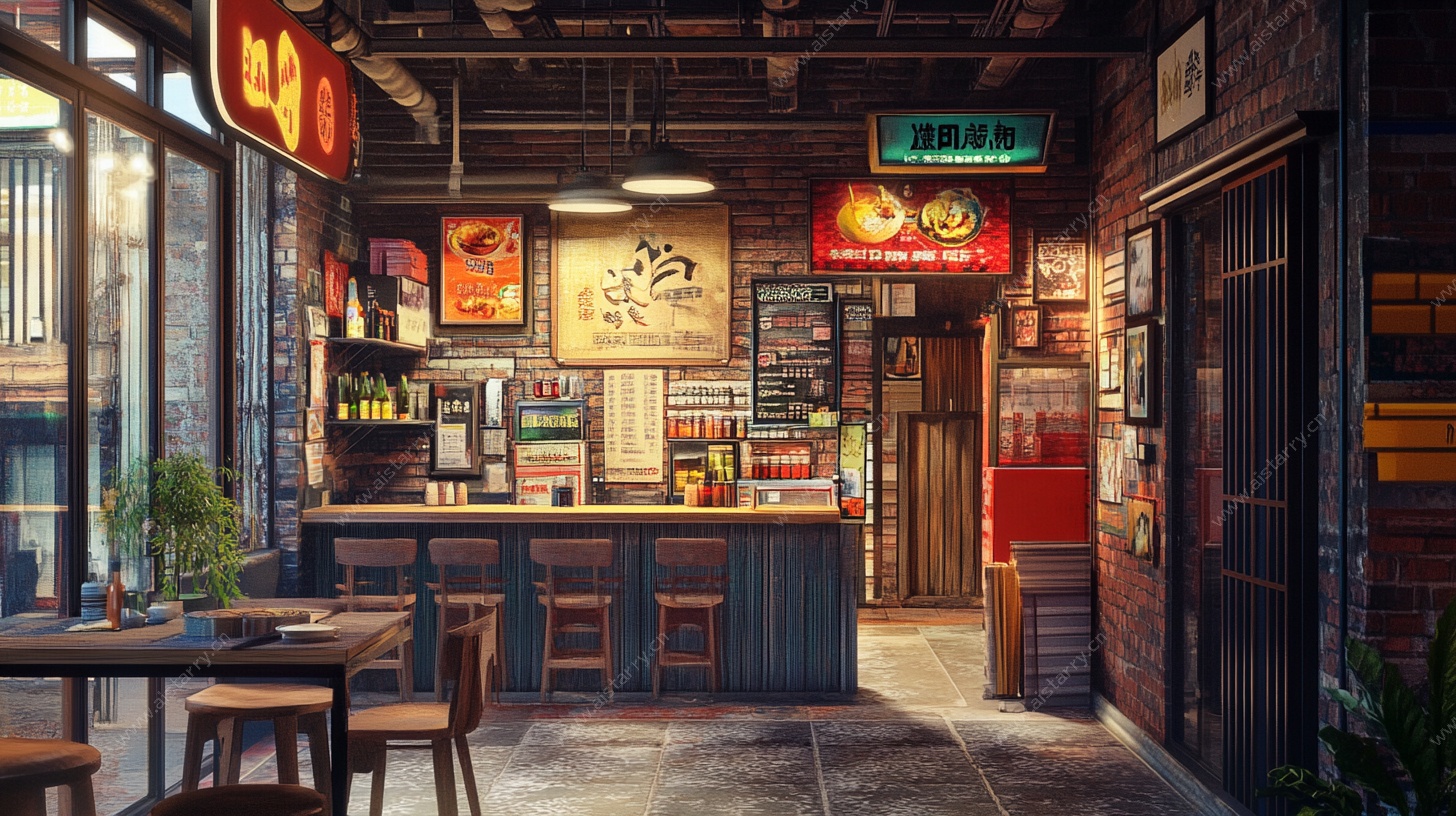 复古风街边小店室内场景