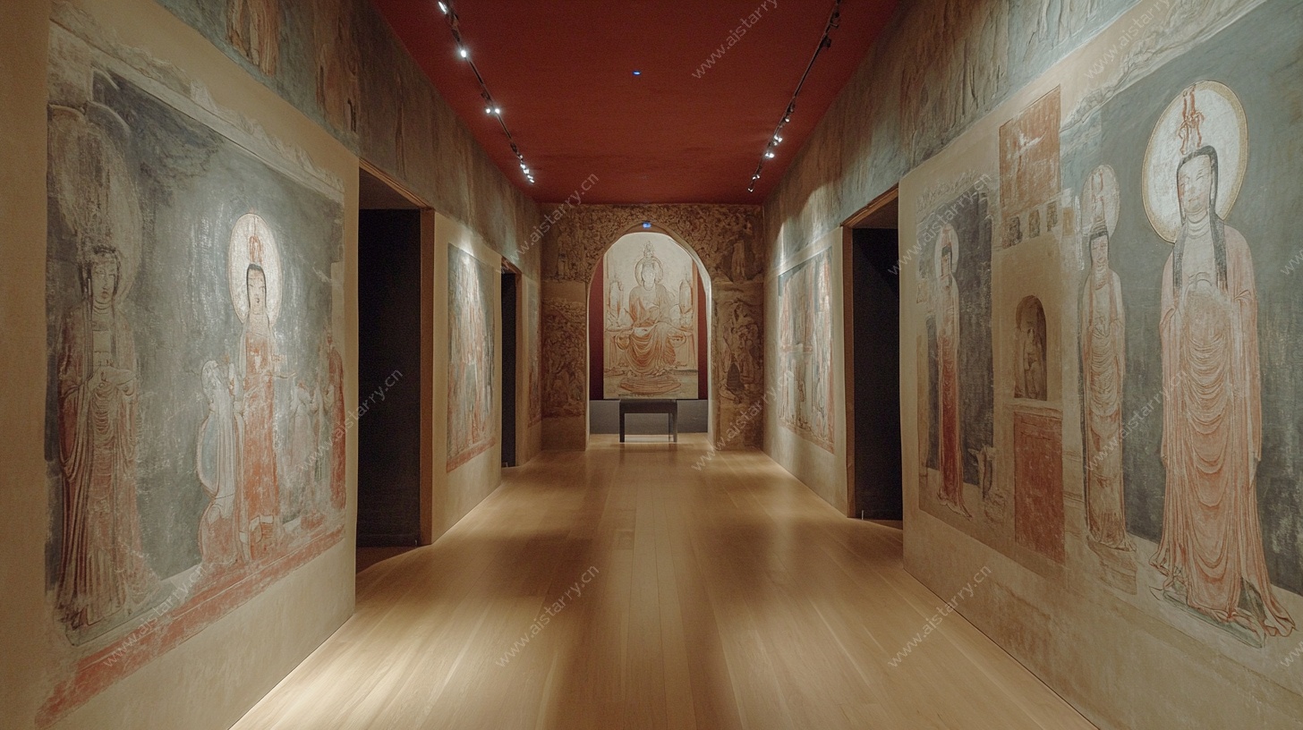 古壁画长廊室内艺术空间