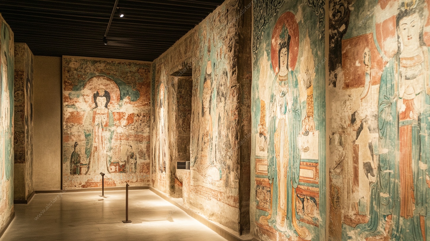 博物馆内的精美古代壁画