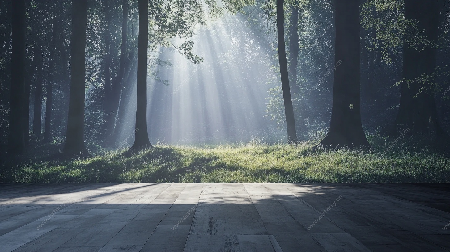 森林中穿透光影的神秘空间