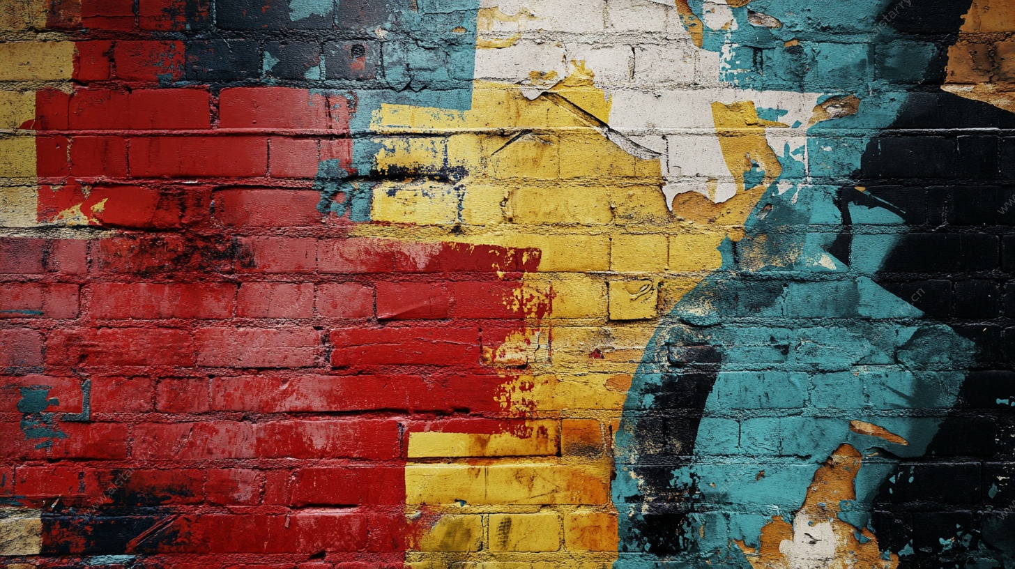 复古涂鸦风斑驳砖墙纹理