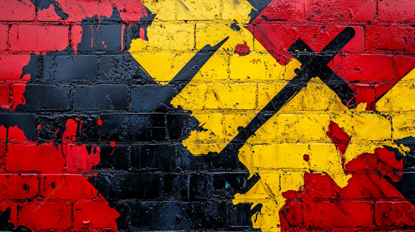 比利时国旗砖墙艺术画