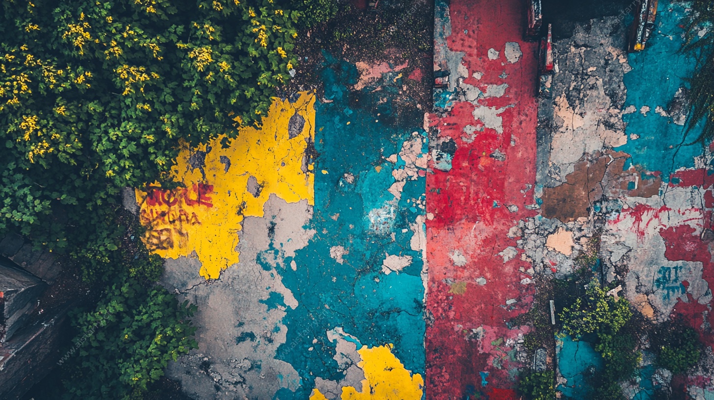 斑驳墙面与绿植的独特景致