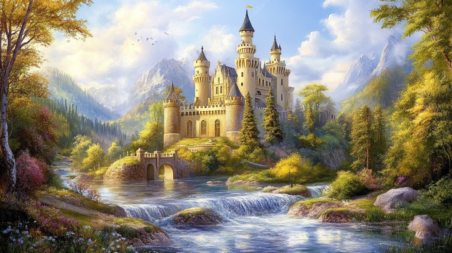 梦幻童话风森林中的城堡