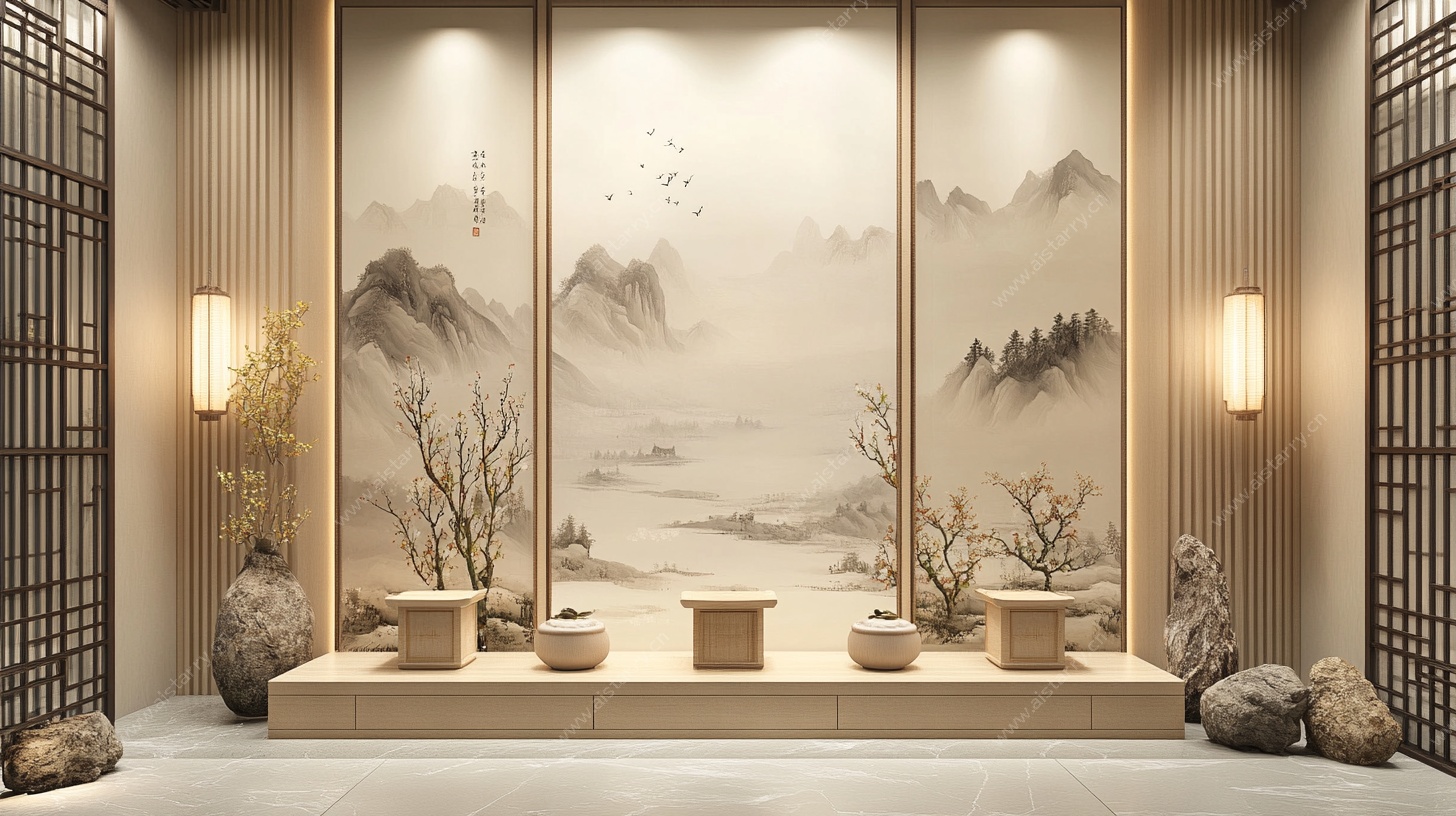 中式山水茶室雅致空间