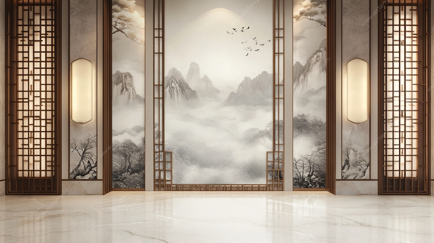 中式山水意境室内背景墙
