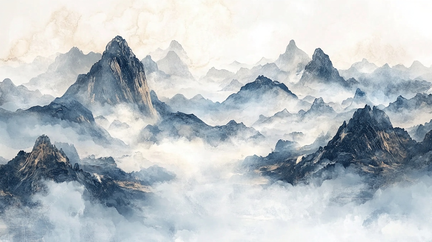 水墨云海群山图