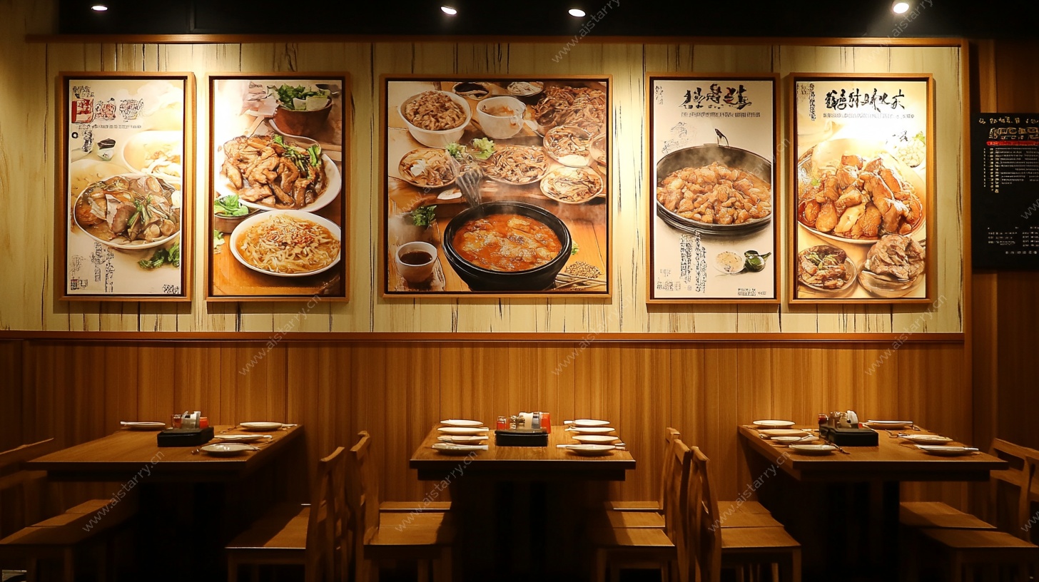 韩式餐厅内景与美食海报