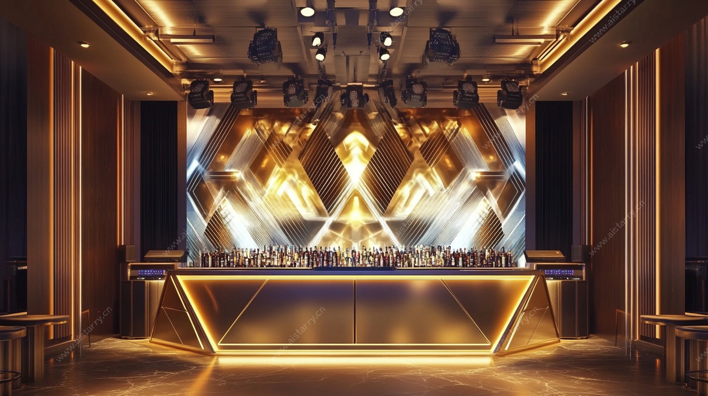 现代奢华酒吧接待台场景