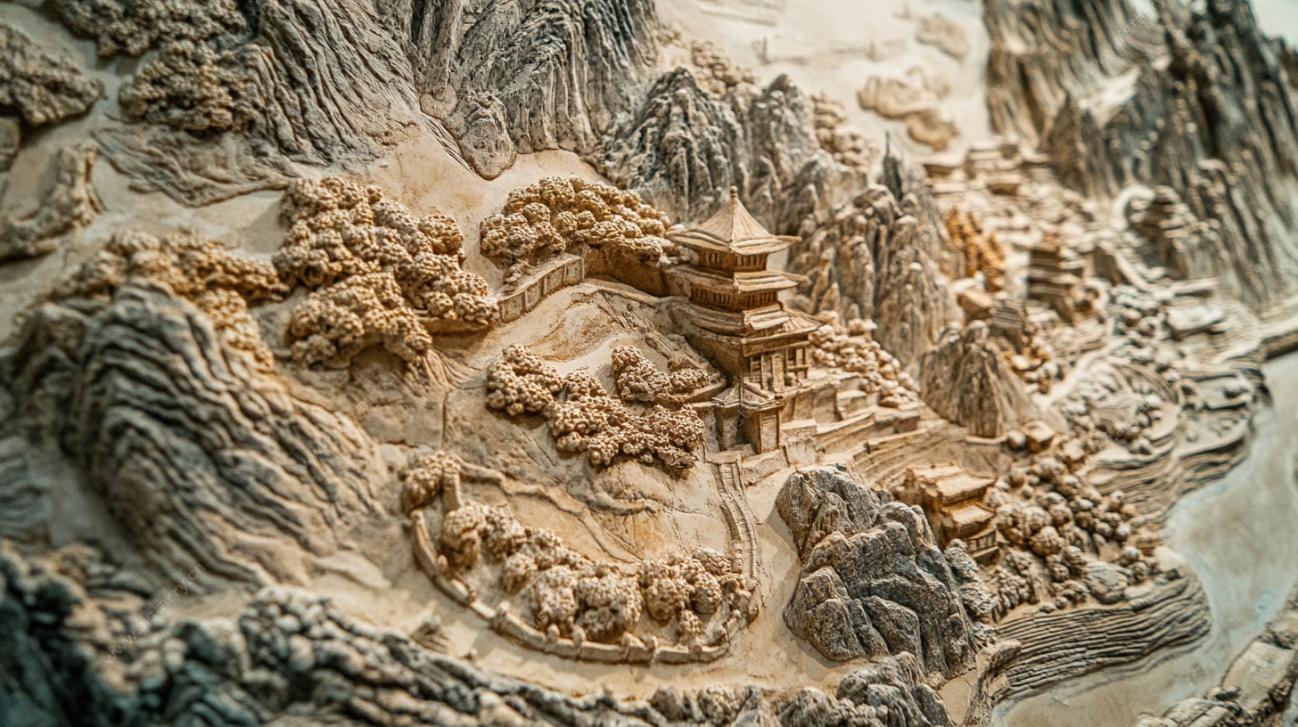 中式山水木雕景观