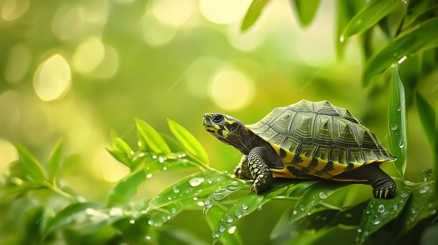 绿叶上的可爱小乌龟