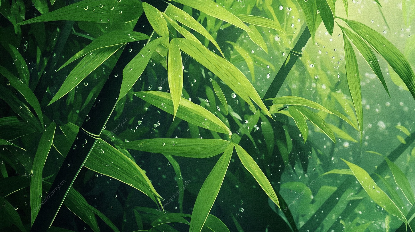 清新翠绿竹叶图