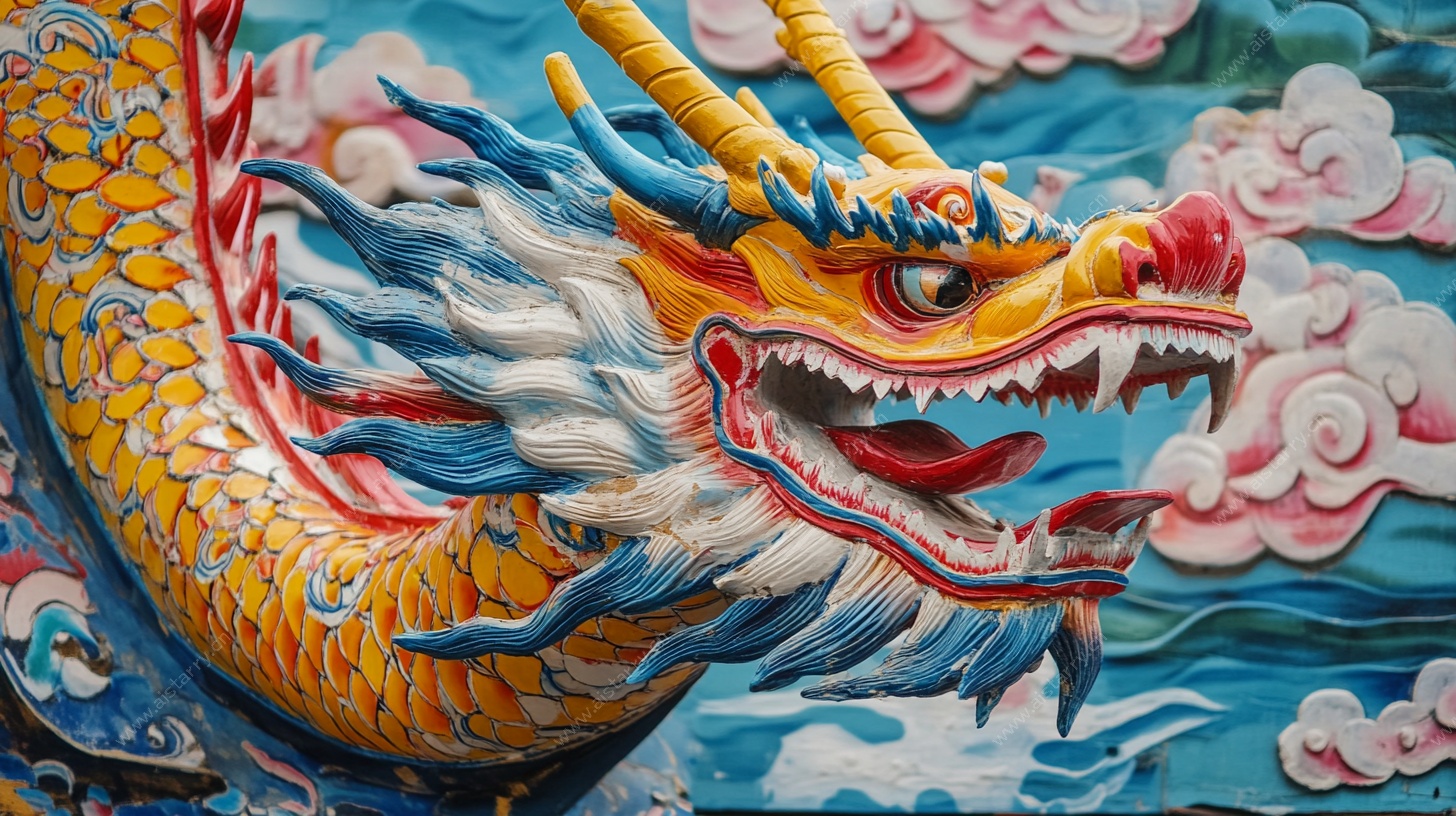 彩绘祥龙雕塑特写