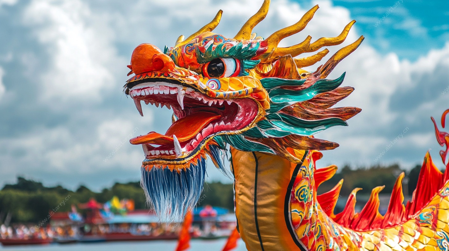 多彩龙舟龙头特写