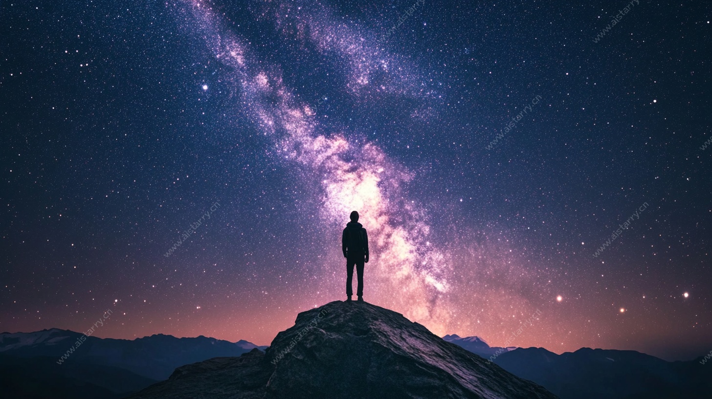一人独赏璀璨星空夜景