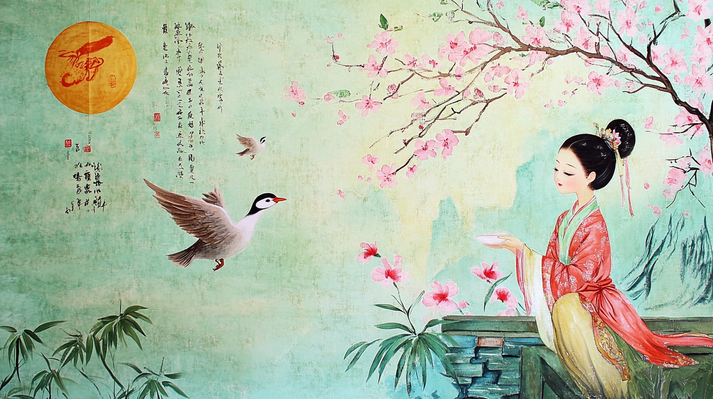 古典仕女赏春图