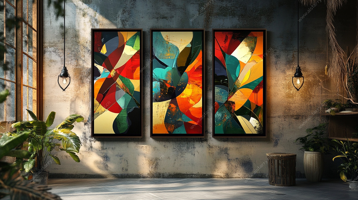 现代风多彩几何挂画装饰