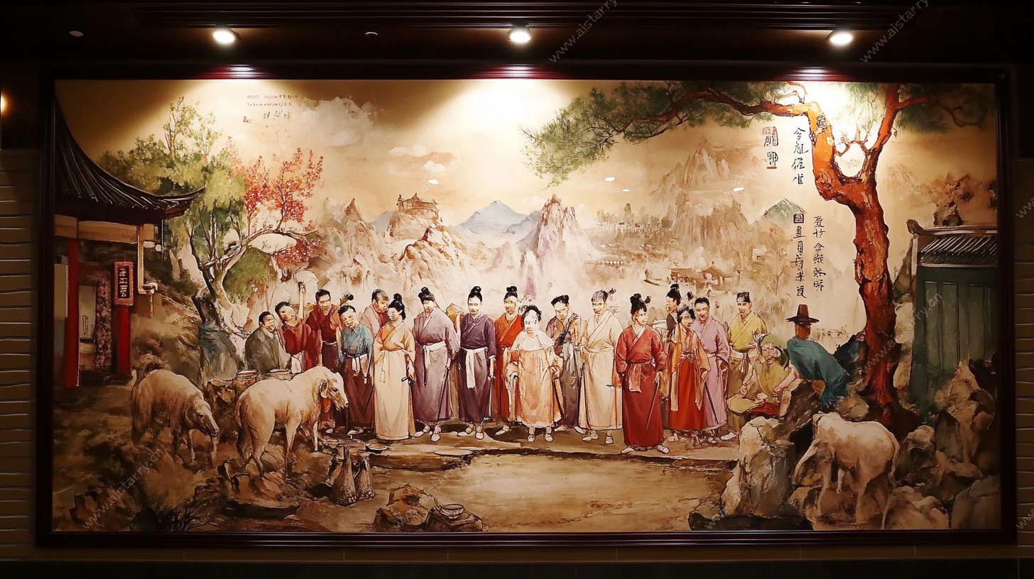 古代人物壁画场景图