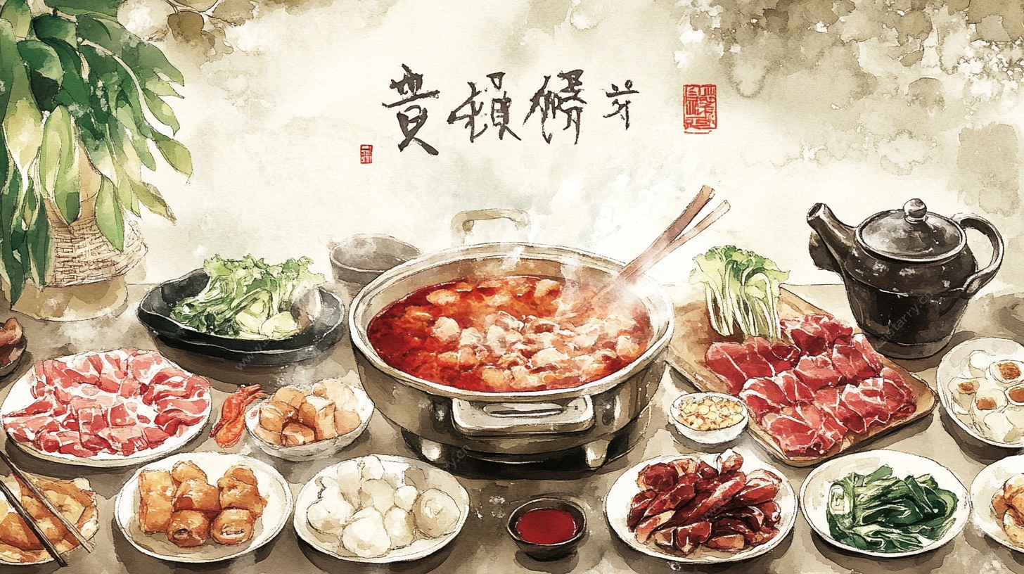 中式火锅丰盛食材盛宴
