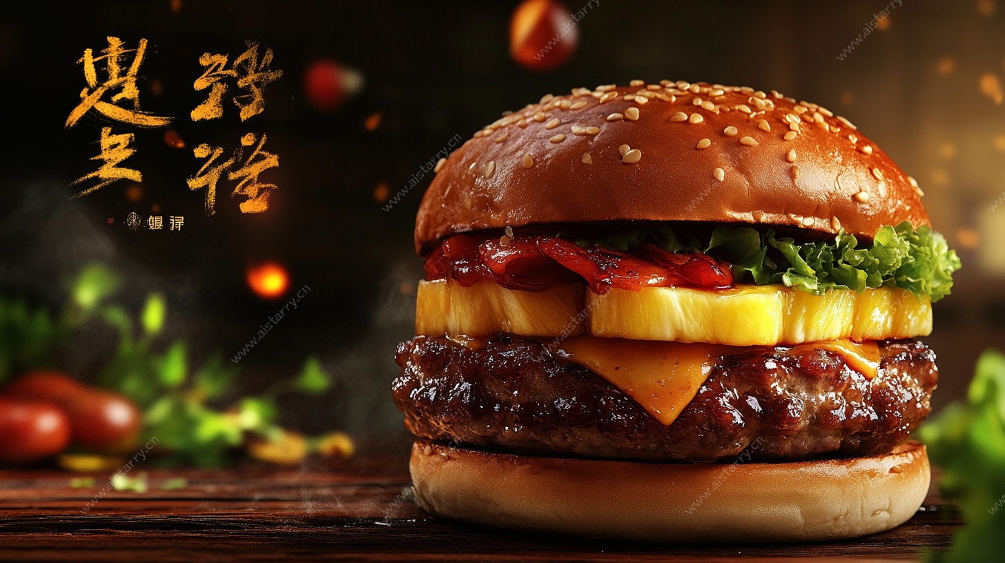 美味多层汉堡诱人呈现