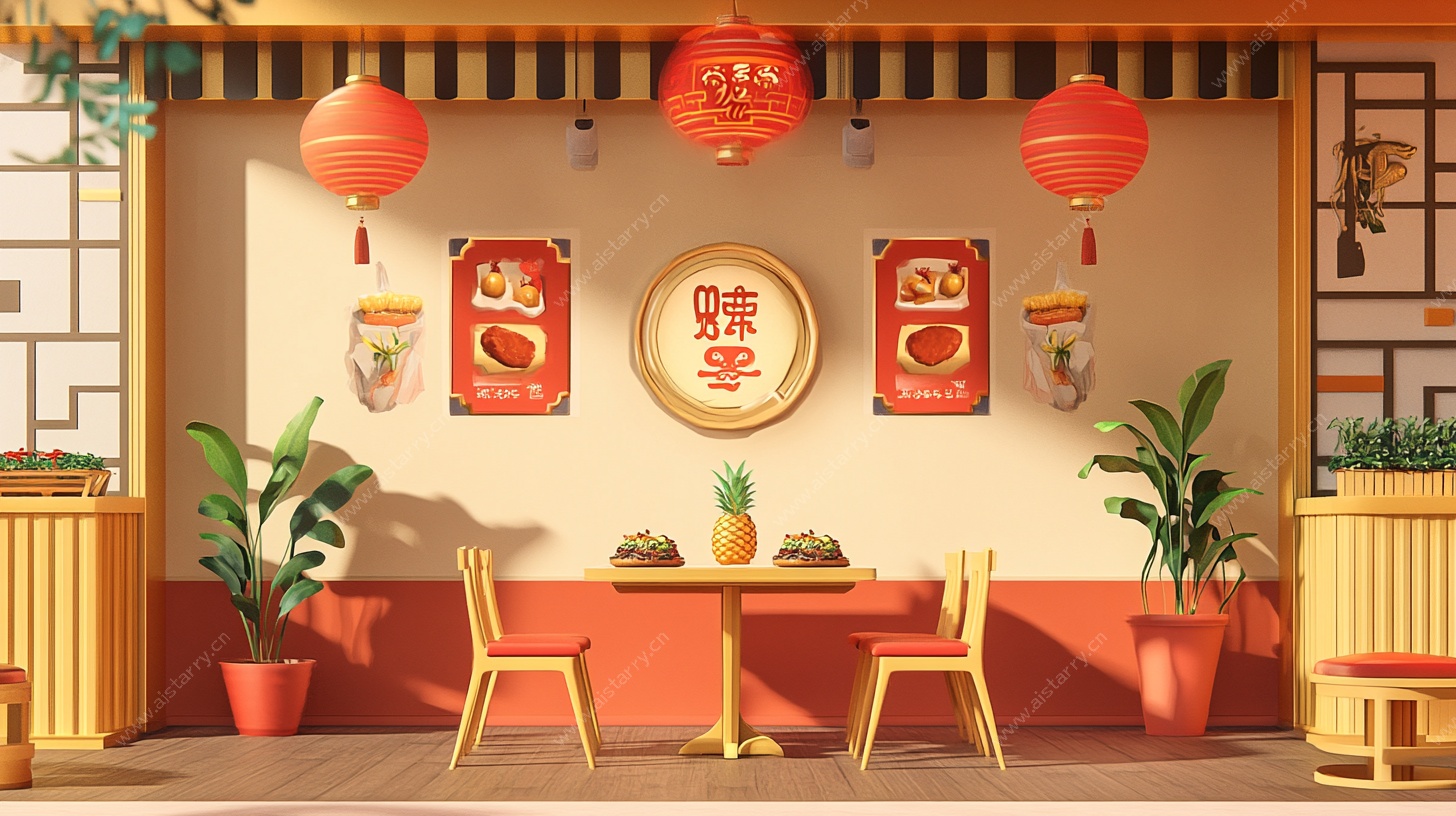 中式餐厅室内温馨用餐场景