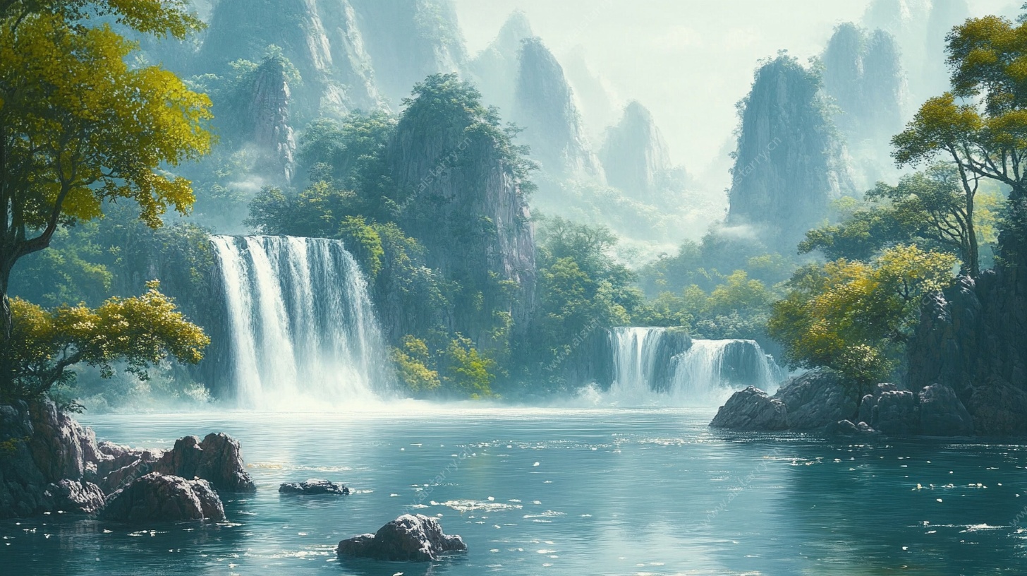 梦幻山水间瀑布景观