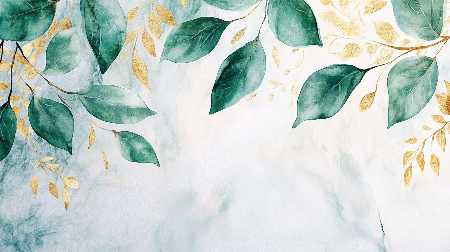 绿叶金枝水彩背景图