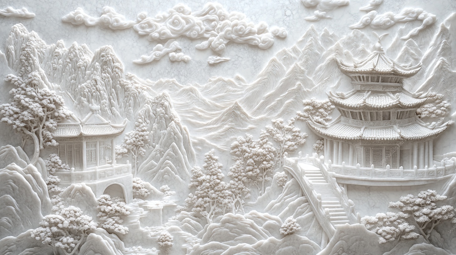 中式山水浮雕