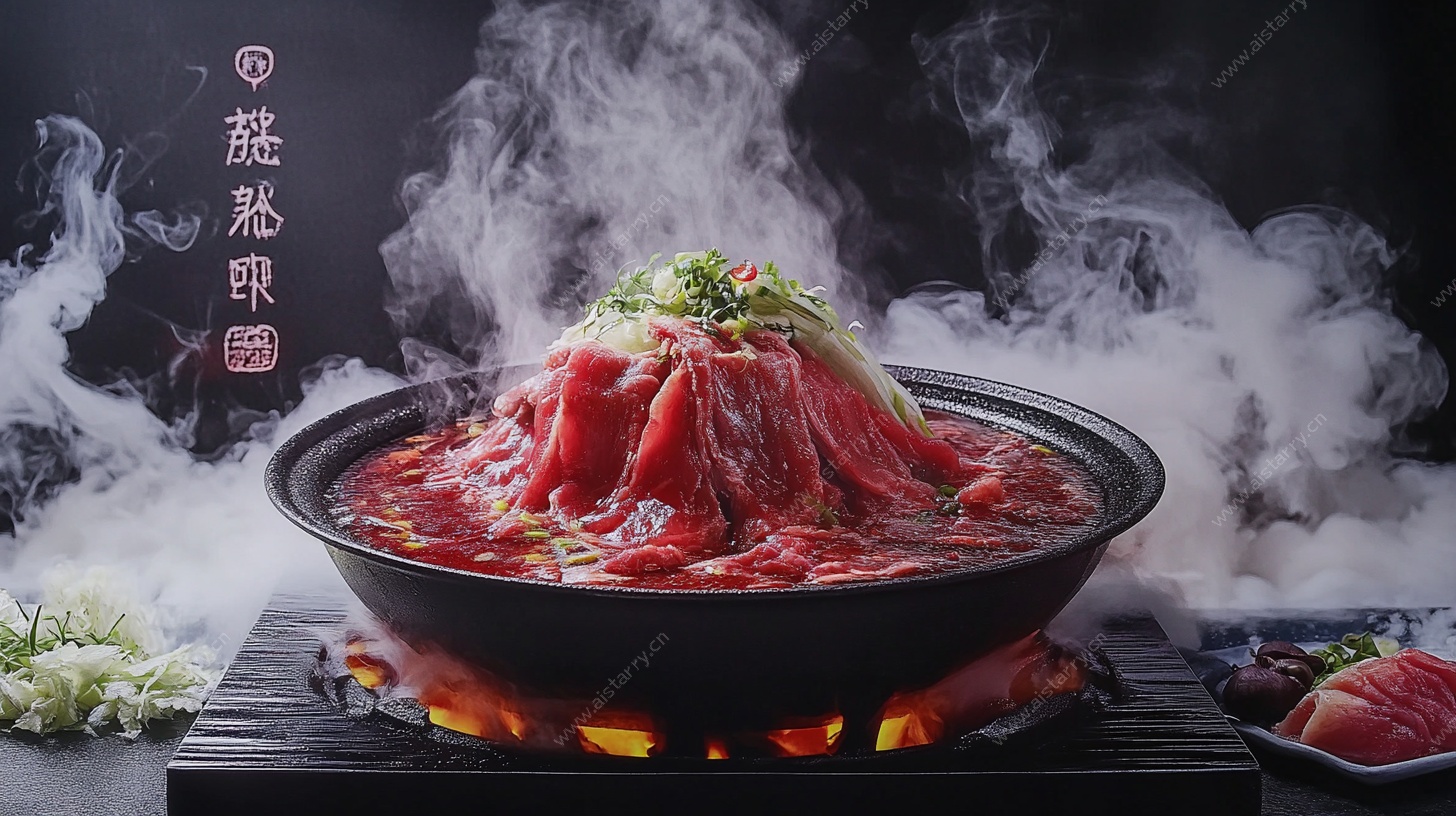 热气腾腾火锅鲜牛肉
