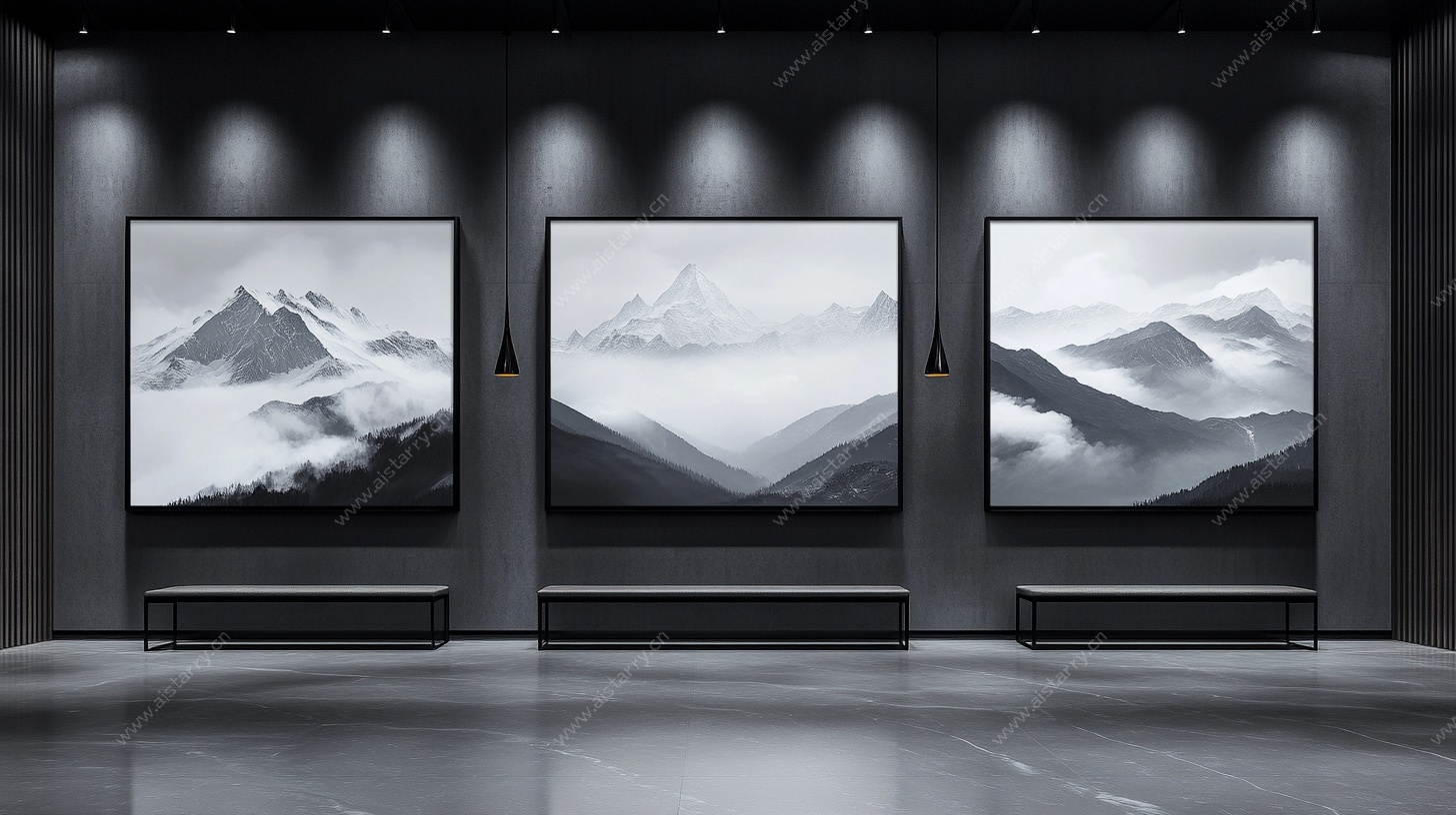 三联山水挂画展示空间