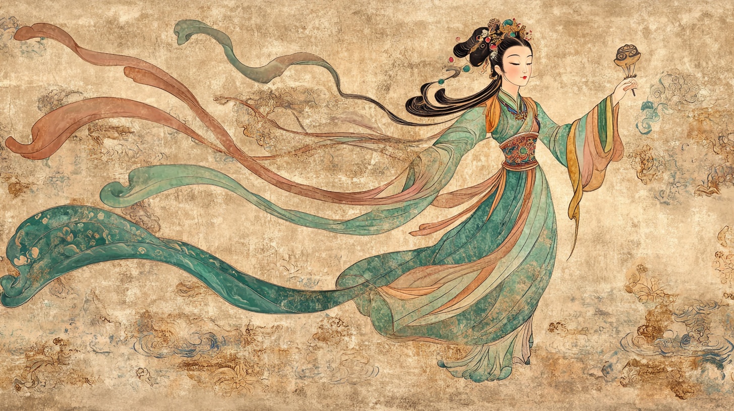 敦煌飞天神女古风插画