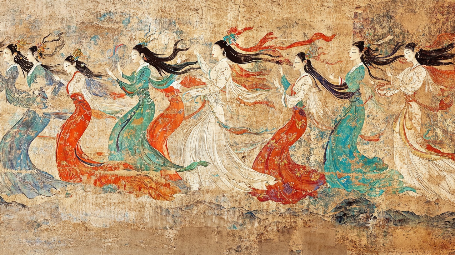 唐代飞天壁画舞动图