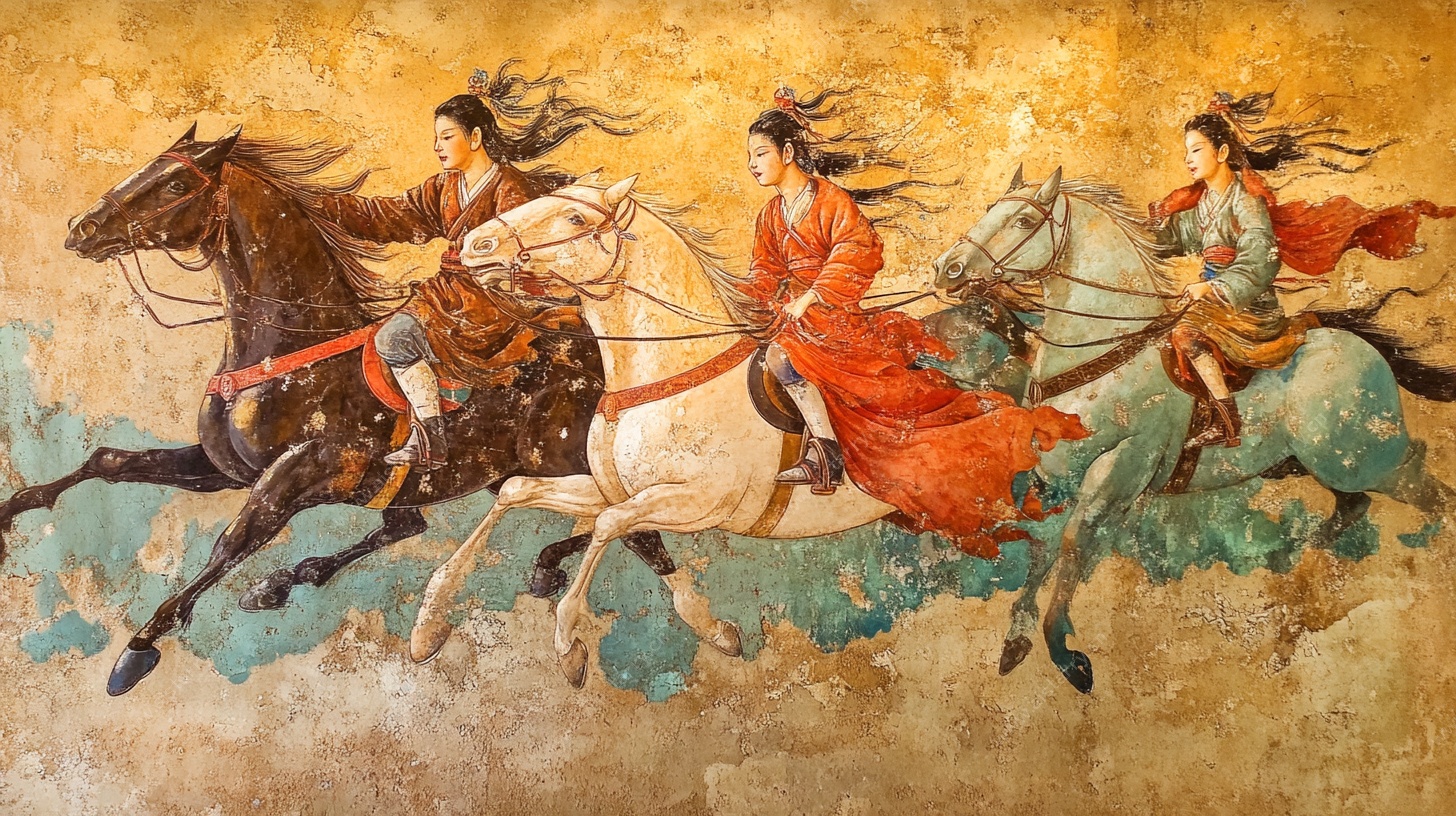 唐代骑马人物壁画场景