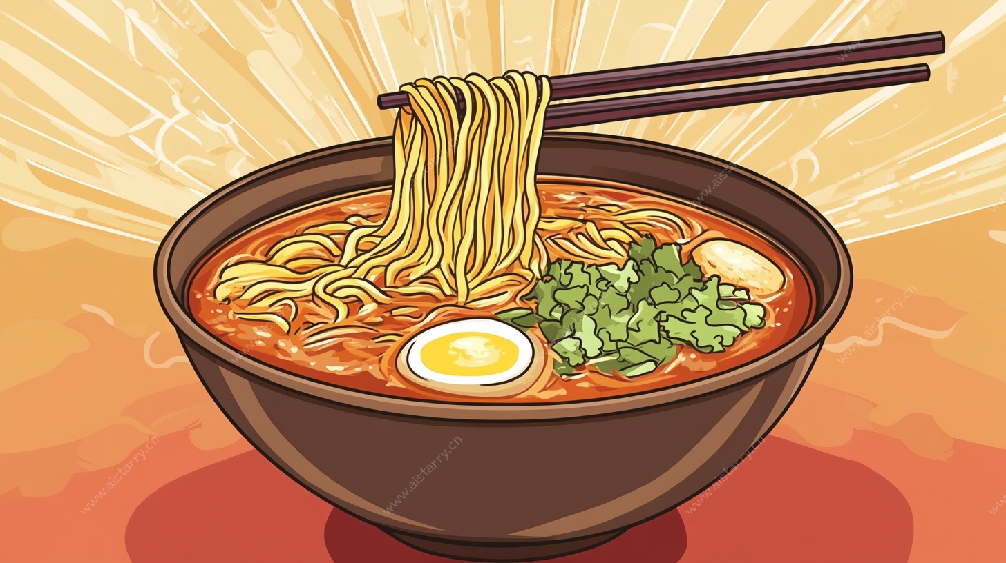 一碗诱人的卡通风格拉面