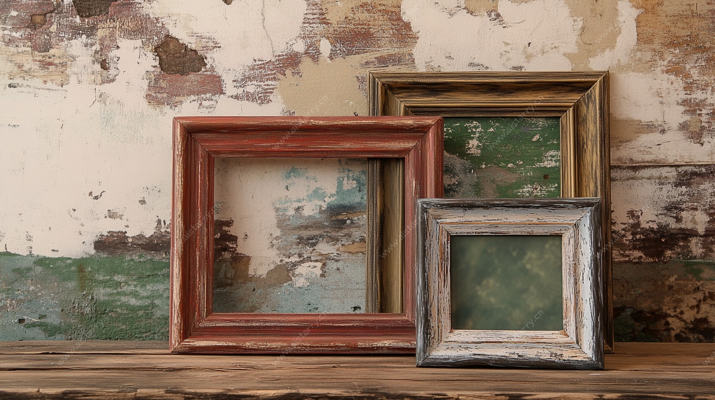 复古相框靠墙摆放