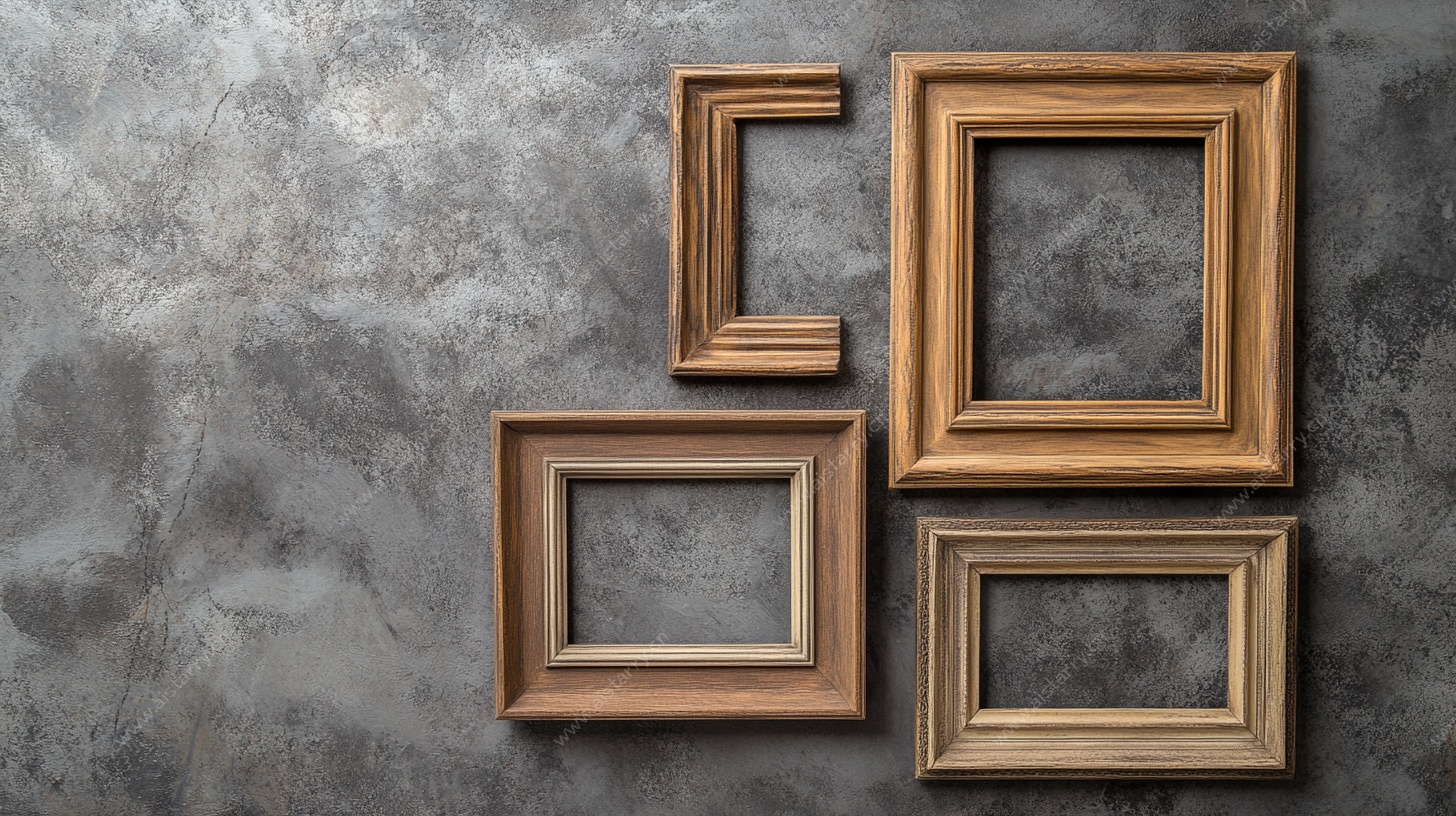 复古木质相框排列展示