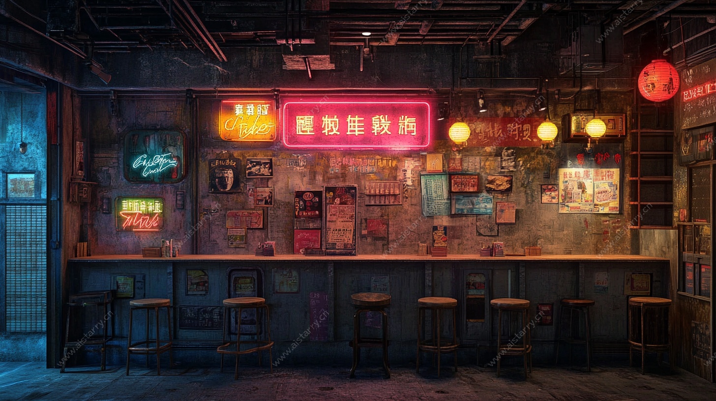 复古风酒吧室内场景