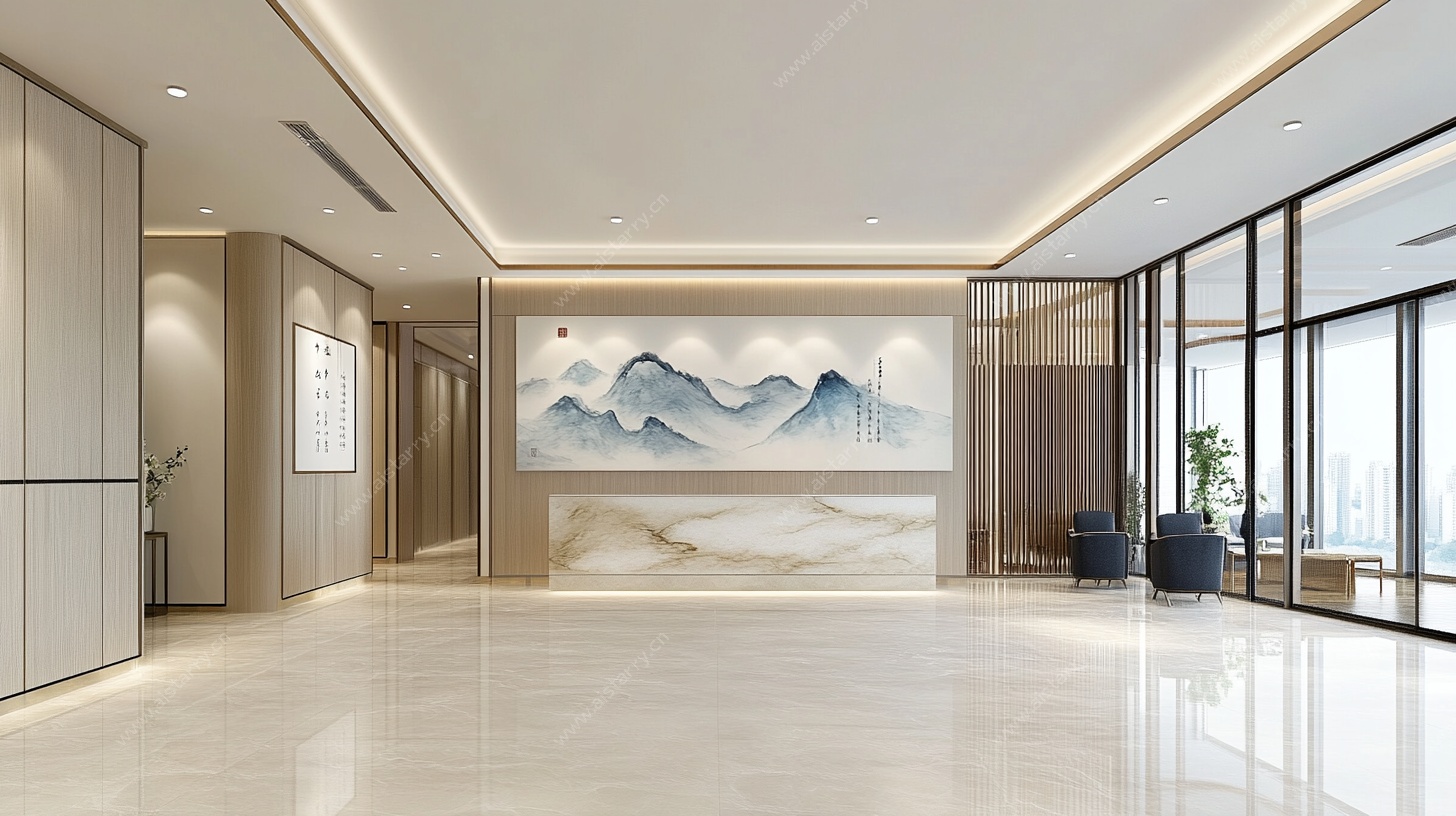 中式风格大气办公大厅