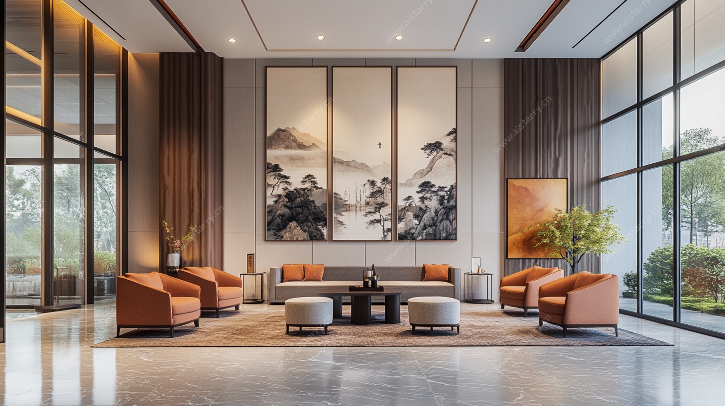 中式现代风格豪华客厅空间