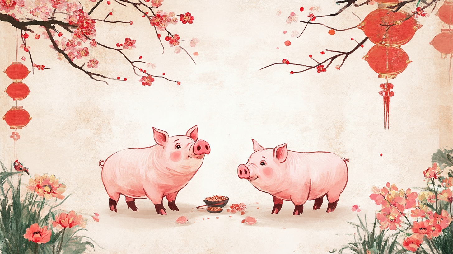 双猪贺岁图