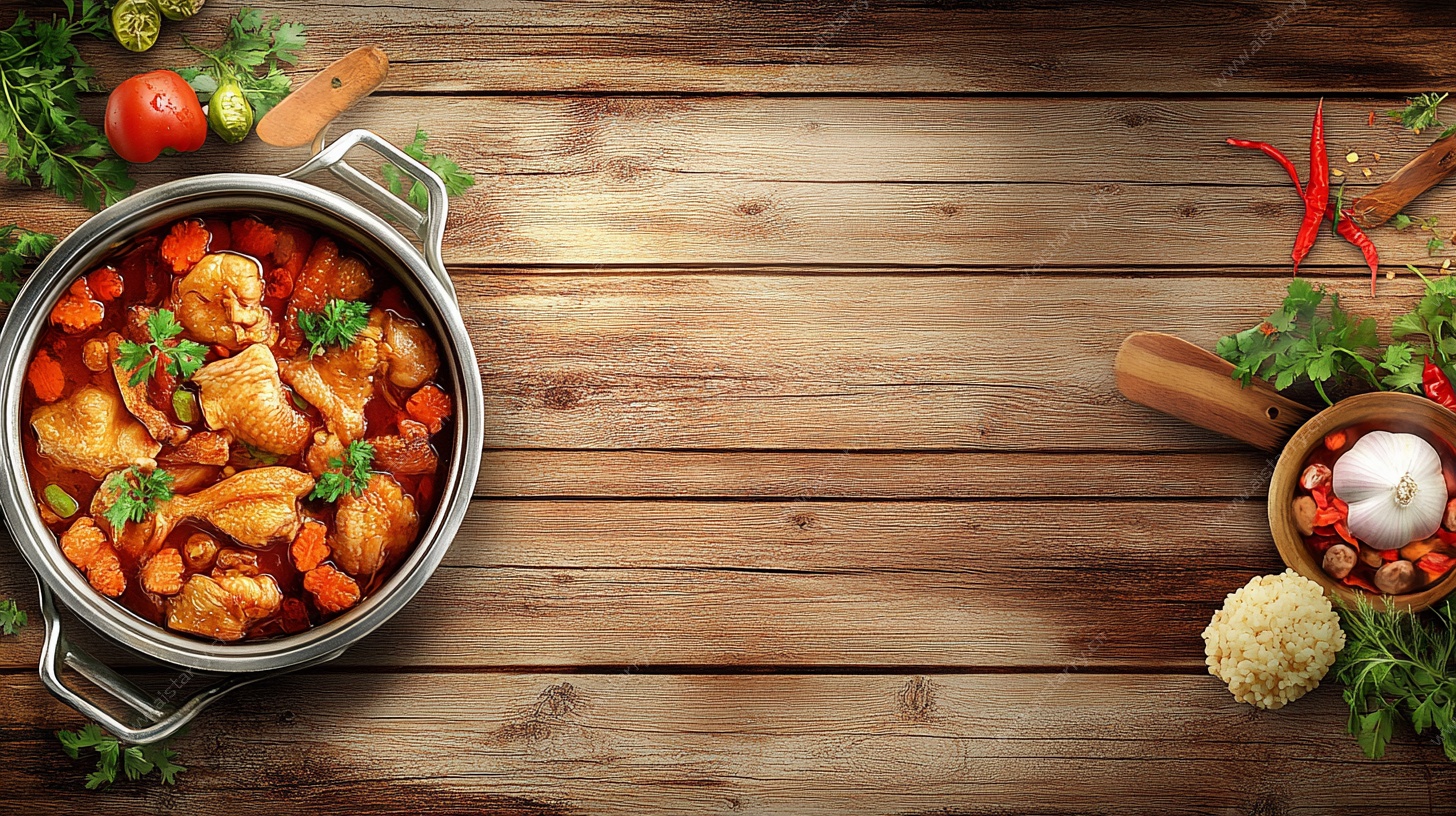 木桌上的美味炖菜