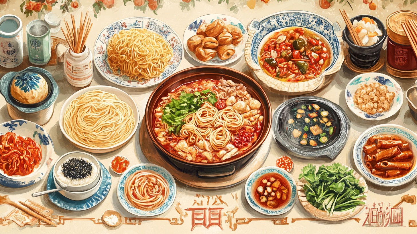 丰盛中式火锅美食盛宴
