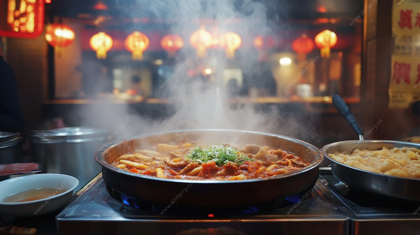 热气腾腾的美味火锅场景