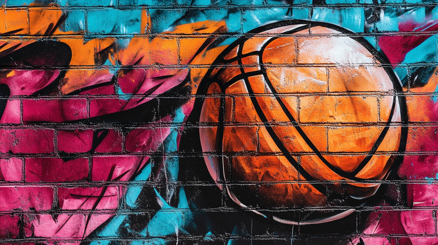 篮球涂鸦墙艺术画面