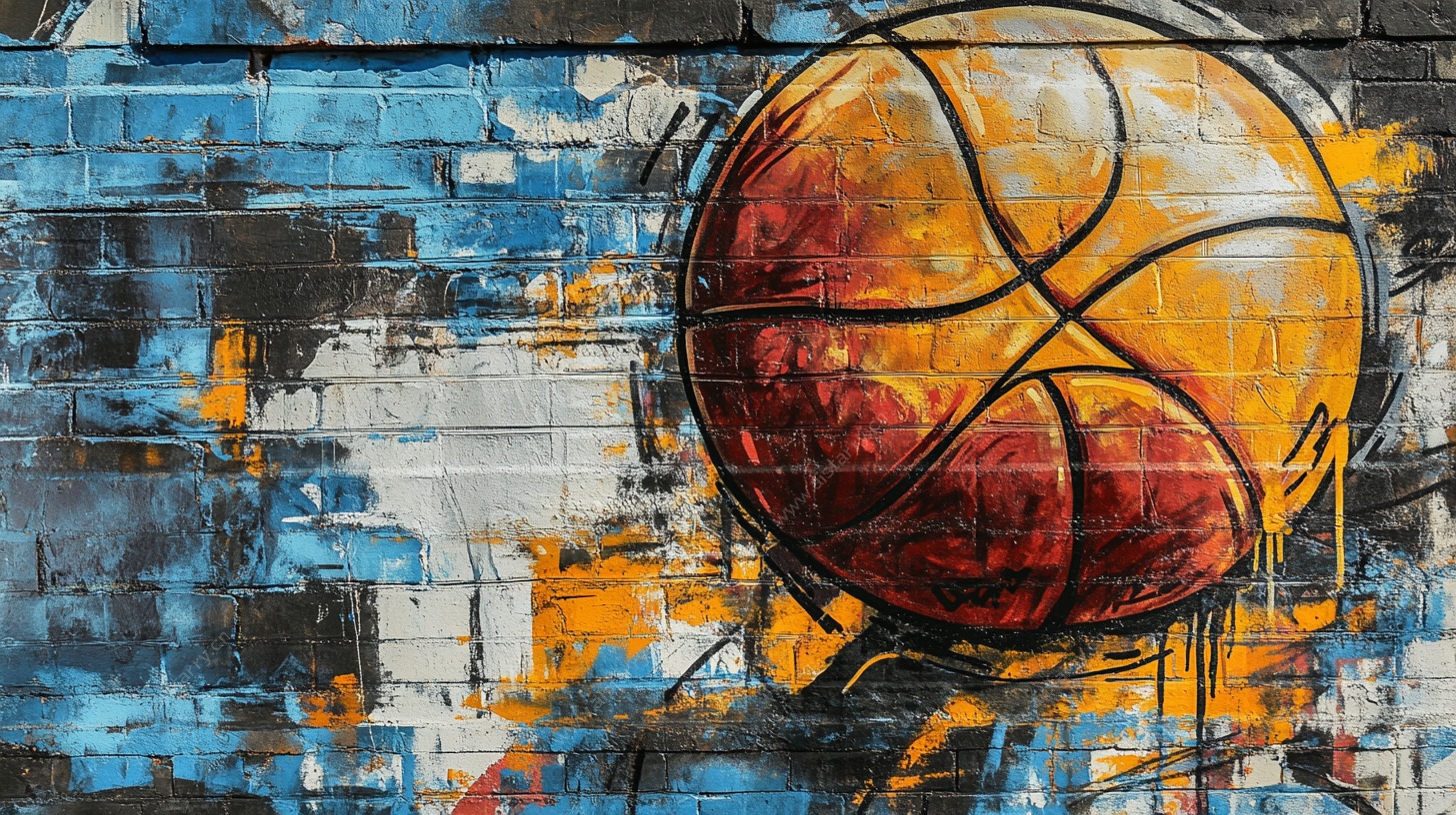 篮球涂鸦墙绘艺术画面