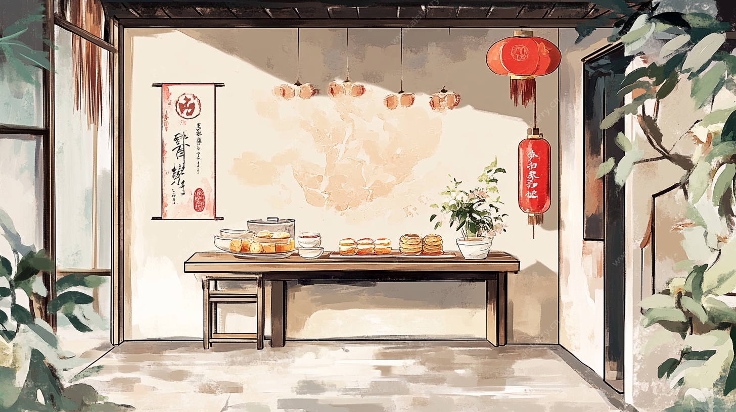 中式古风茶室室内场景图