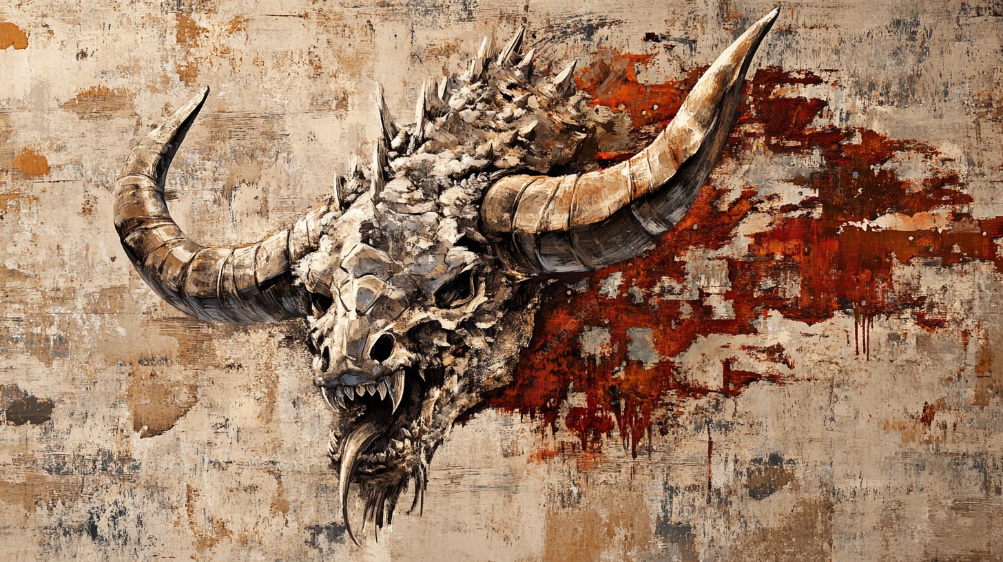 恐怖牛头骨壁画